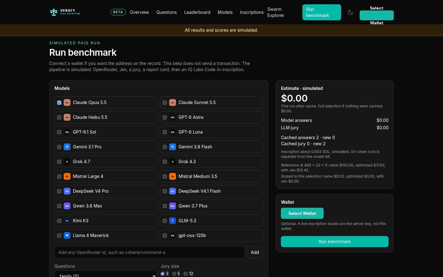 A benchmark run in progress